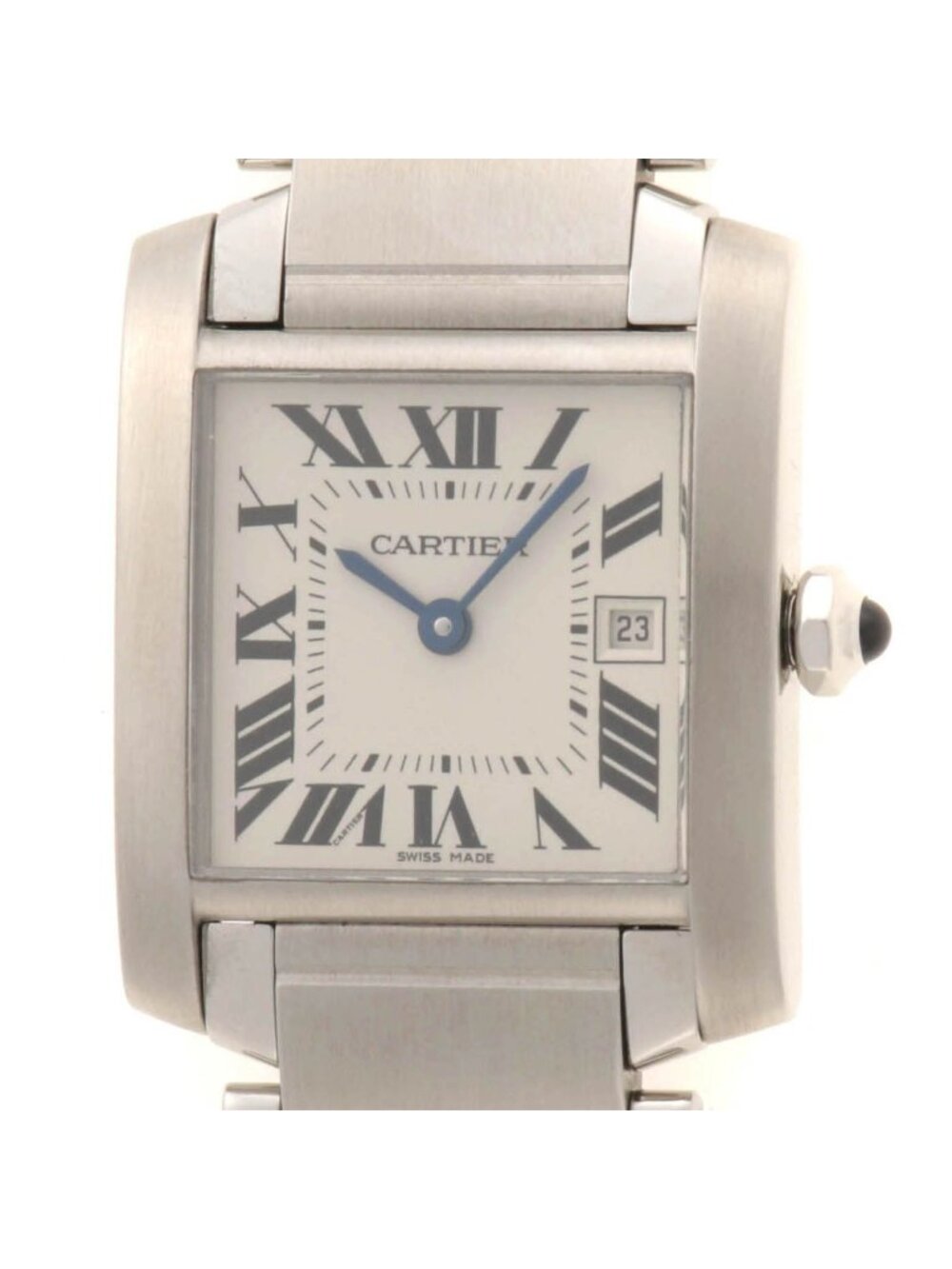 Cartier Tank Francaise MM Watch Stainless Steel White Ivory